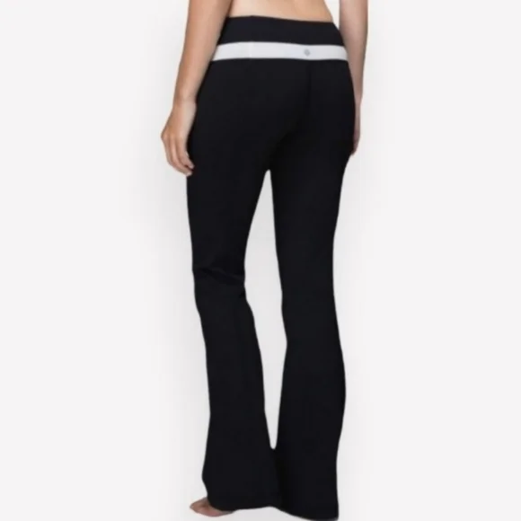 Lululemon Groove Flare Yoga leggings jogger sweat-Pant sz 8 Black white band - Picture 3 of 9